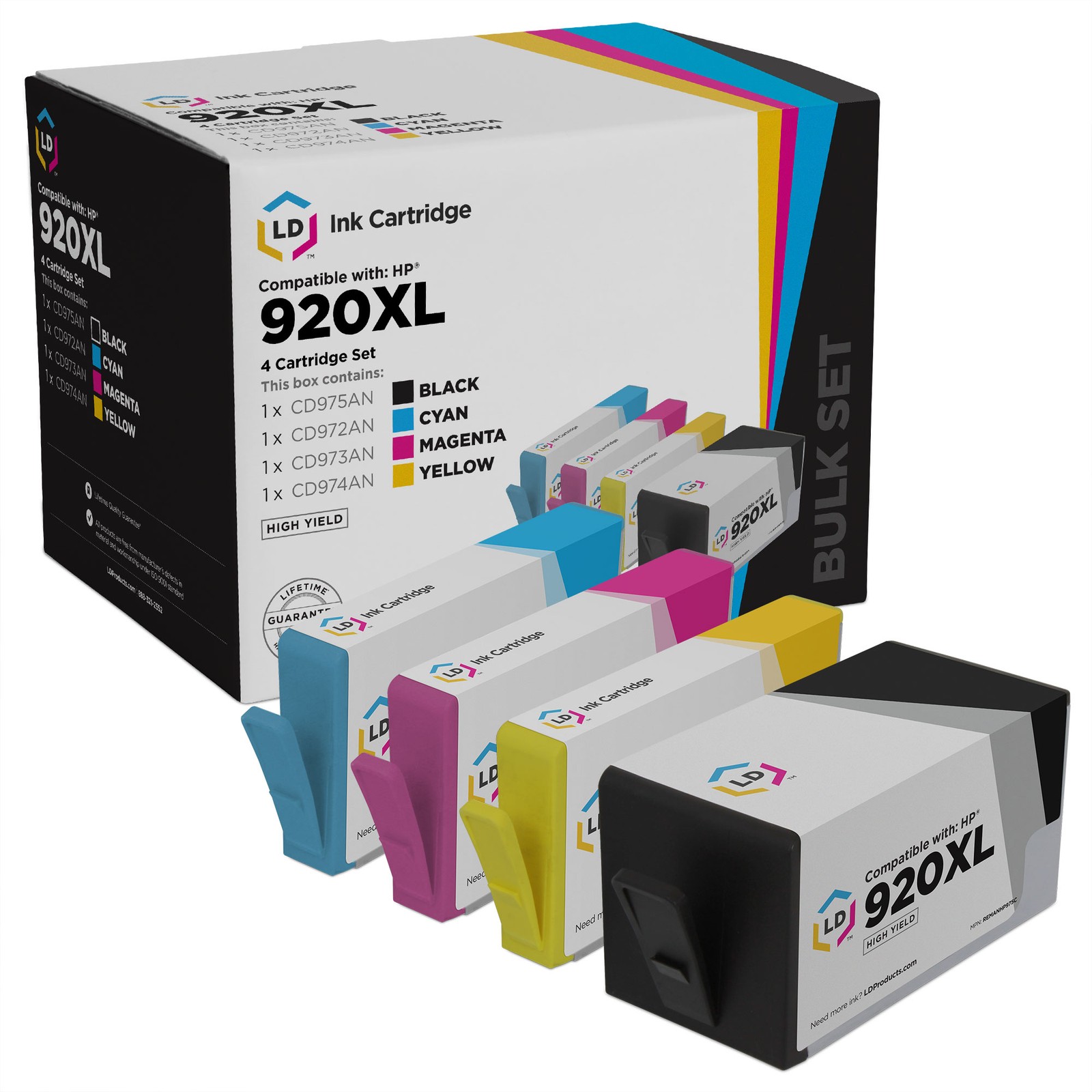 LD Replacement Replacement HP 920XL 5pk ink CD972AN CD973AN CD974AN CD975AN