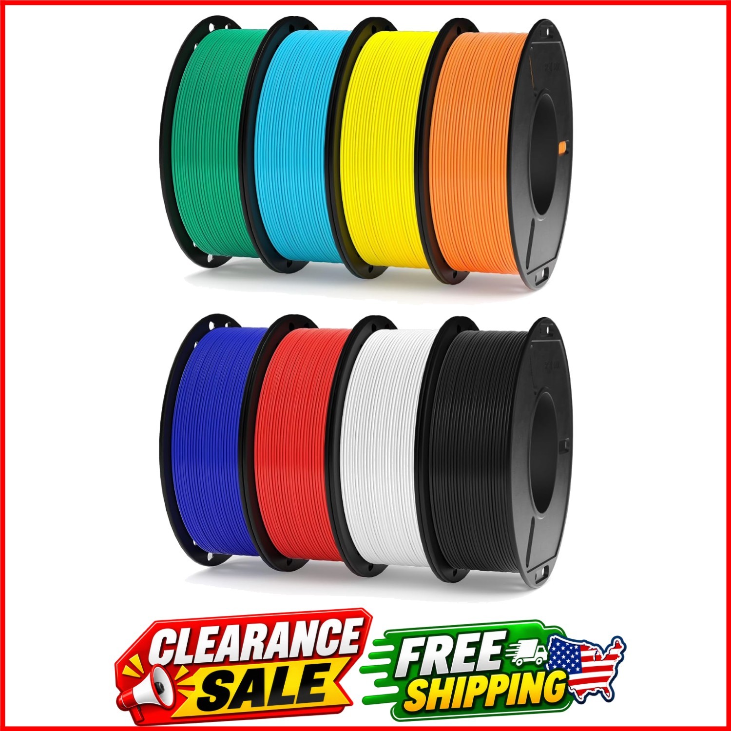 250g PLA Plus Filament Bundle 1.75mm Multicolor 3D Printer Filaments 8 Pack