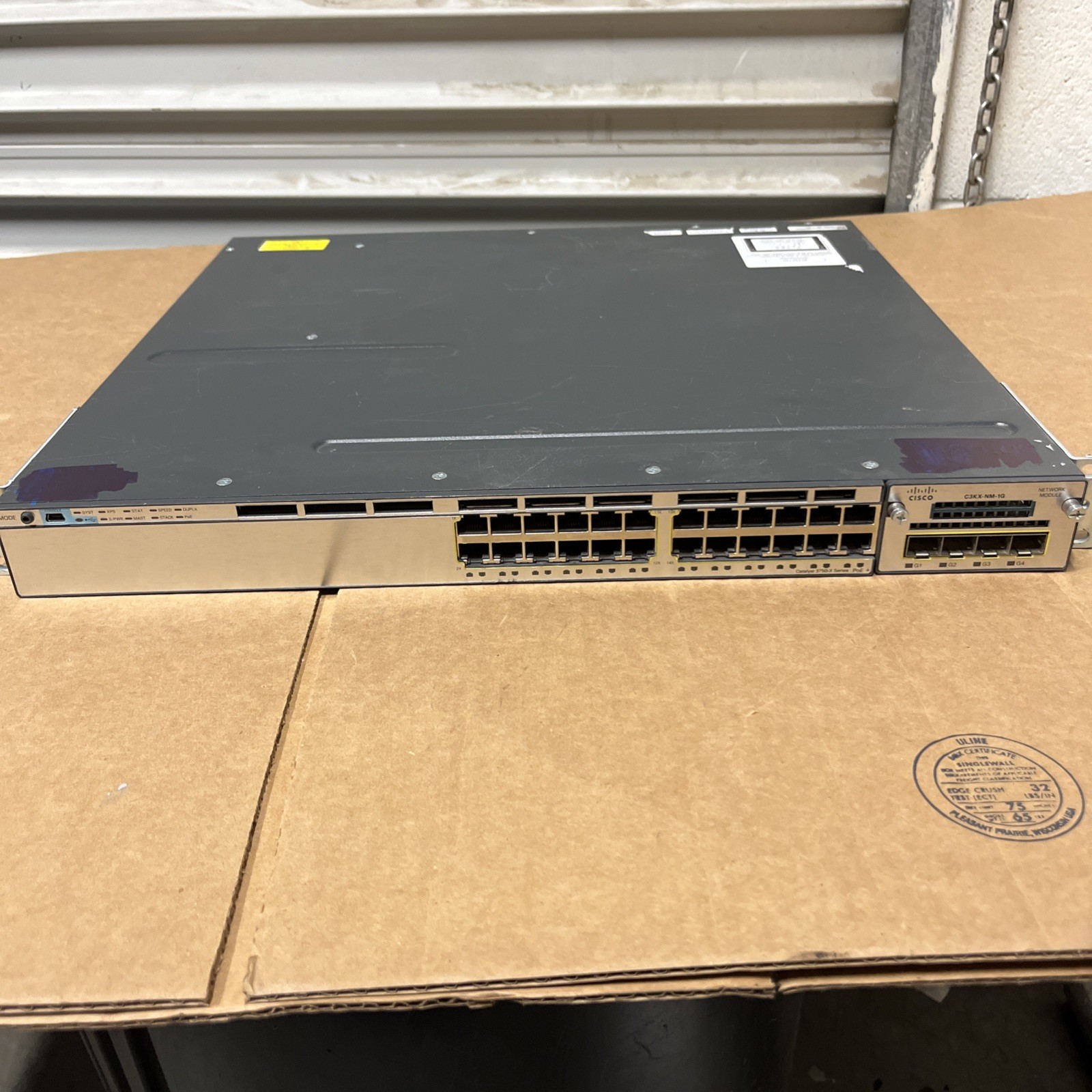 Cisco WS-C3750X-24P-S Catalyst POE+ GIGABIT NETWORK SWITCH + 1x PSU + C3KX-NM-1G