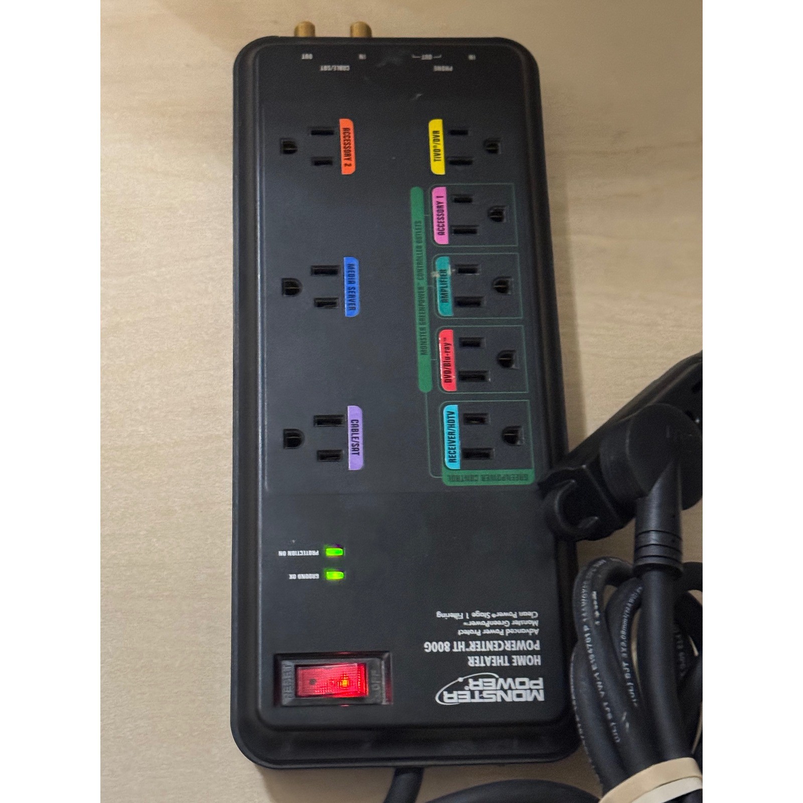 Monster Power Home Theater PowerCenter HT 800G 8-Outlet Surge Protector Black
