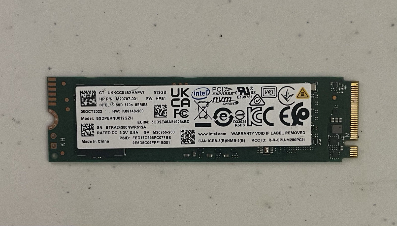 Intel SSD 670p Series 512GB  SSDPEKNU512GZH M.2 NVMe PCIe 89% Health
