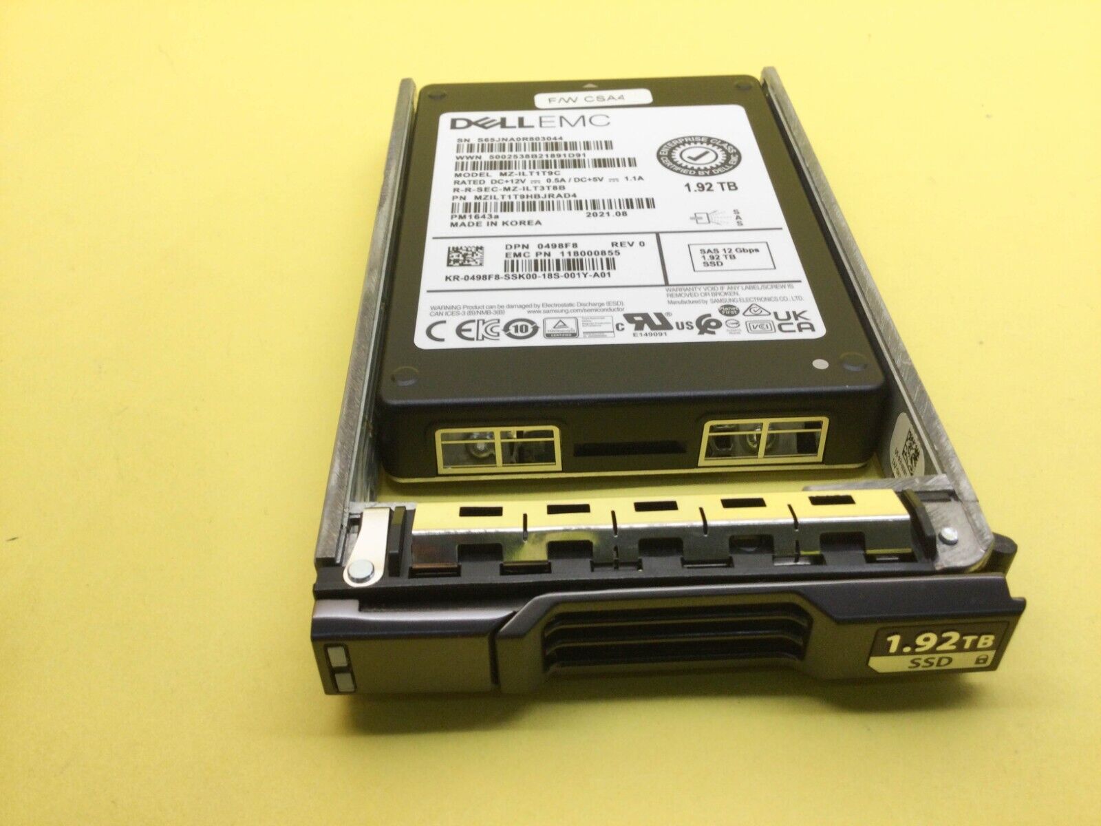 498F8 Dell Compellent 1.92TB SAS 12Gbps Read Intensive 2.5'' SSD MZ-ILT1T9C