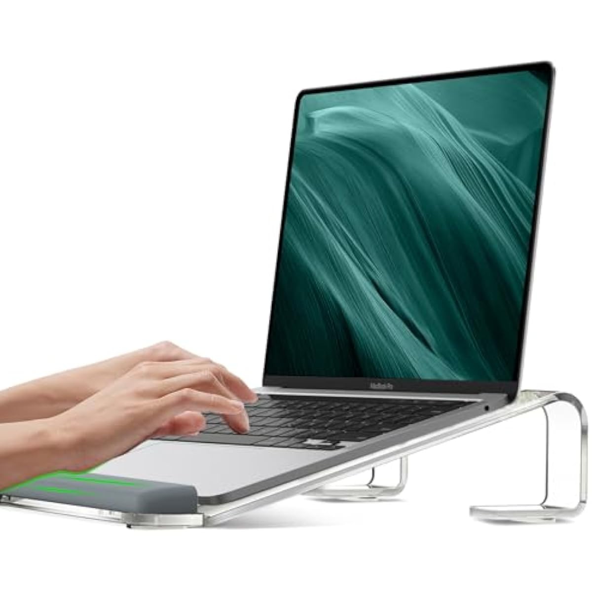 Clear Acrylic Laptop Stand for Desk, Laptop Riser with Wrist Rest | Ergonomic