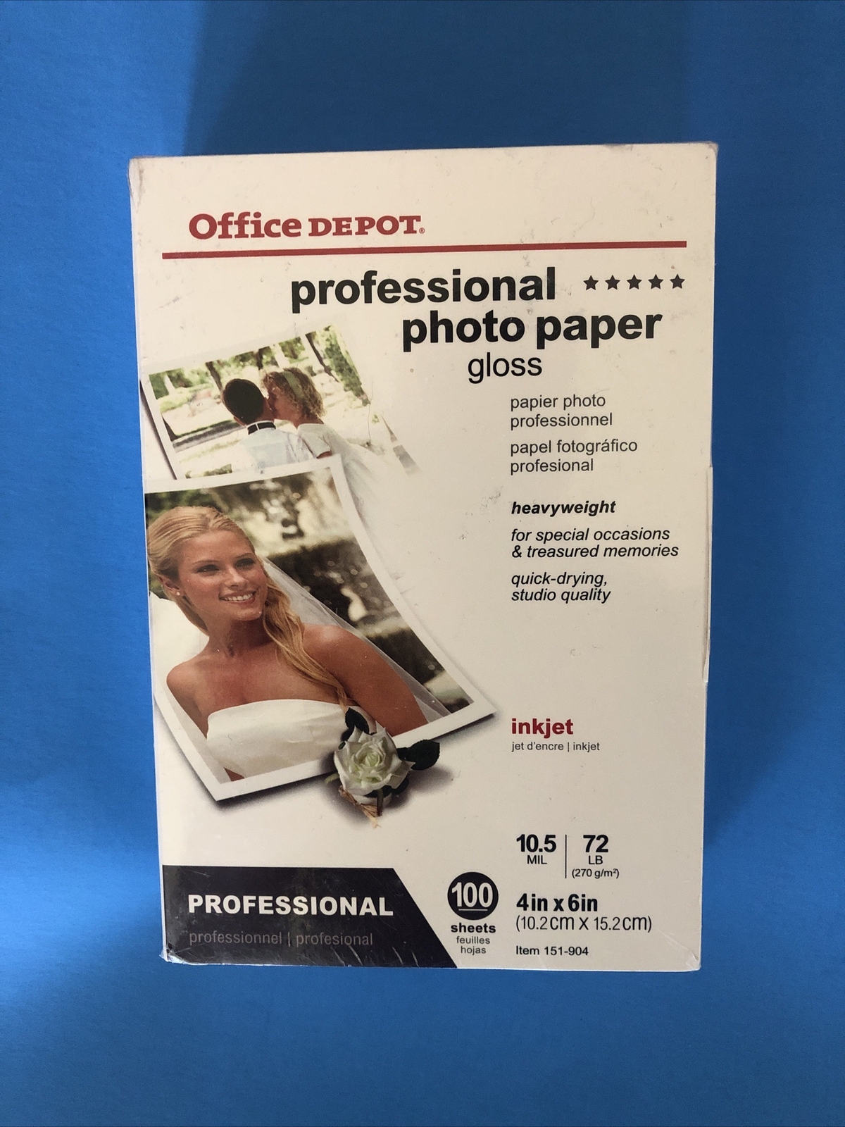 NEW 100 Sheets Office Depot Professional Photo Paper Gloss 4" x 6" 4x6, 10.5 mil