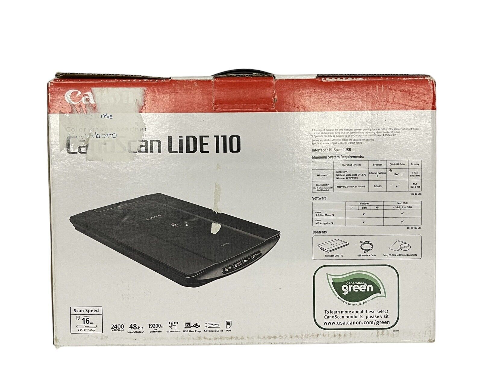 Canon CanoScan LiDE 110 Flat Bed Color Image Scanner BRAND NEW DMG BOX