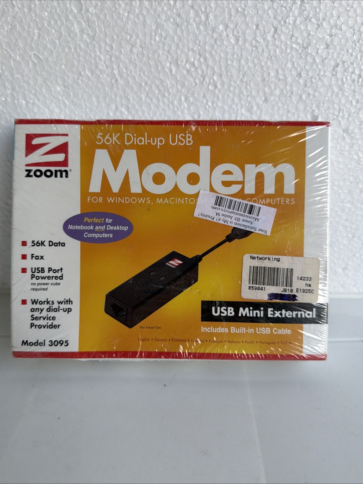 Zoom 56K Dial-Up USB Modem Model 3095 New Sealed Windows Mac Linux