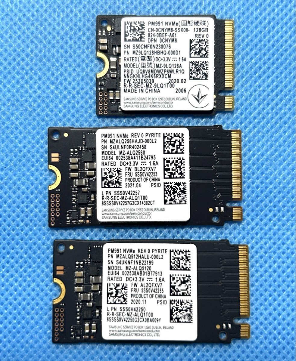 Normal Working Samsung SSD M.2 PM991 NVMe Total 3 Units (MZ-ALQ5120 512GB + MZ-A