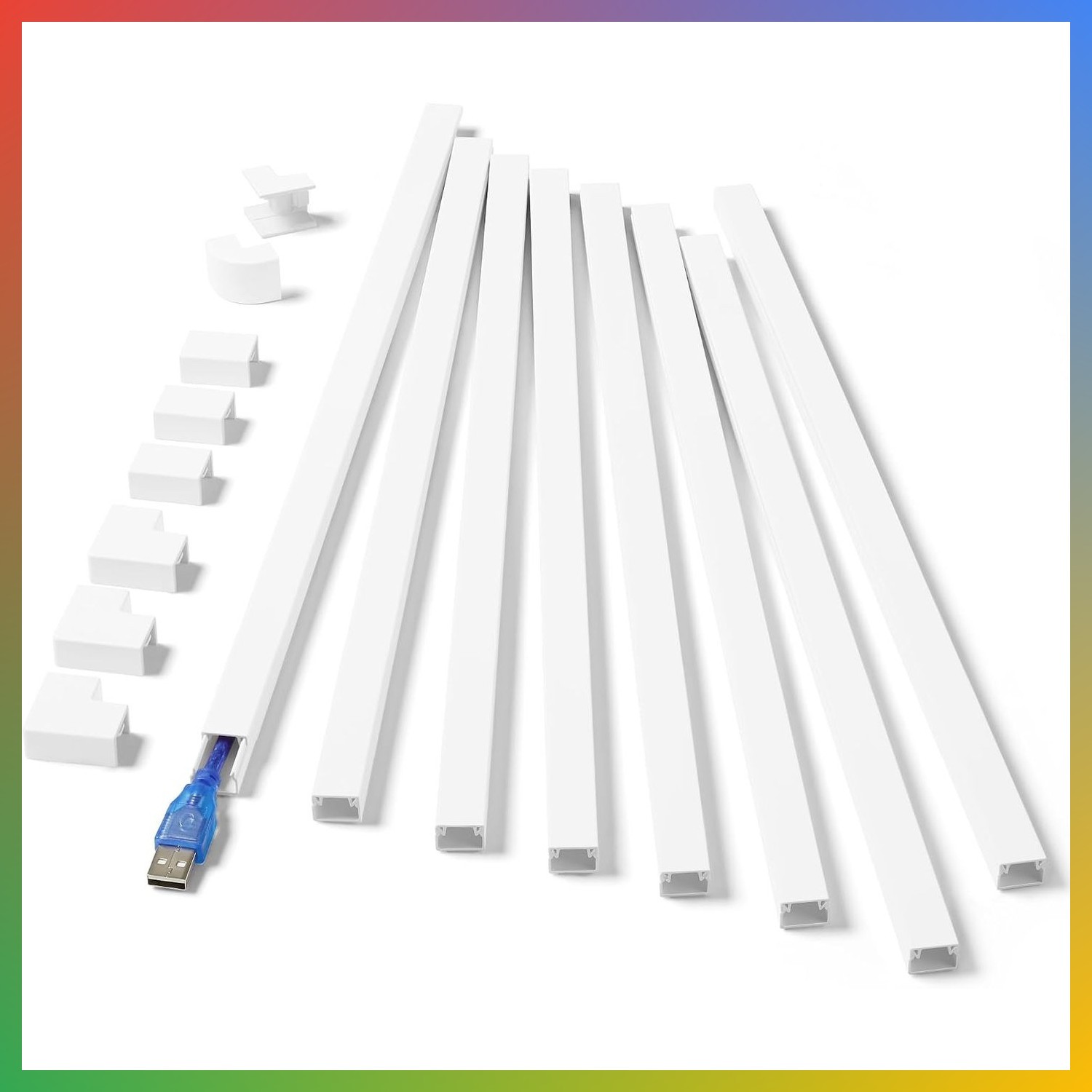 Cable Cord Hider Raceway White 126in Paintable Wire Management Kit