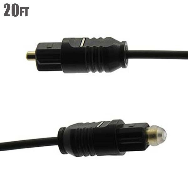 20FT Toslink Male to Male Digital Audio Fiber Optic Optical Cable Cord Black