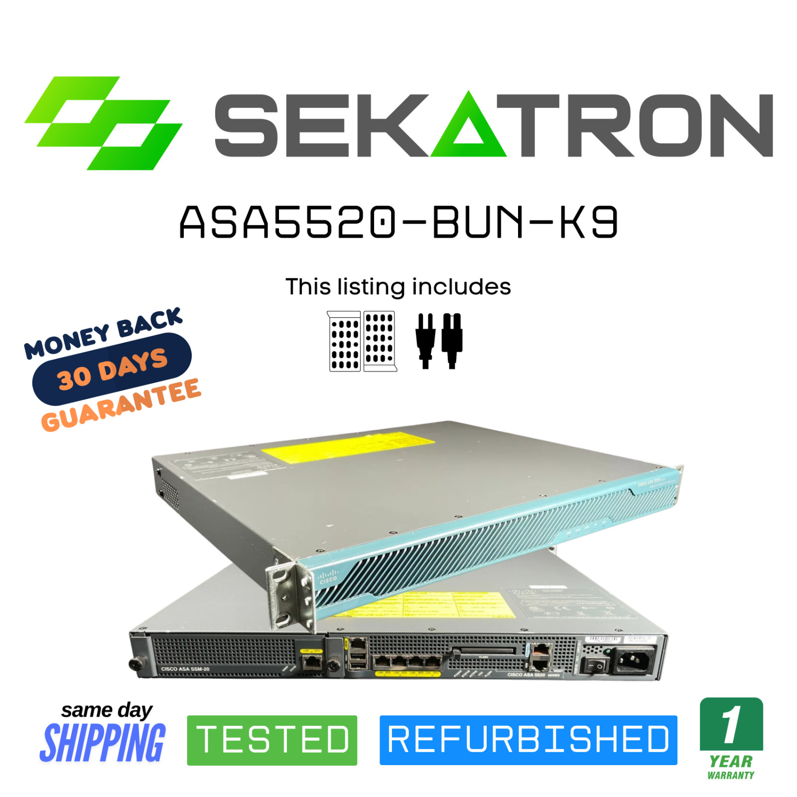 🛡 Cisco ASA5520-BUN-K9 Adaptive Security • VPN Plus License • 4 Gigabit Ports ⚡