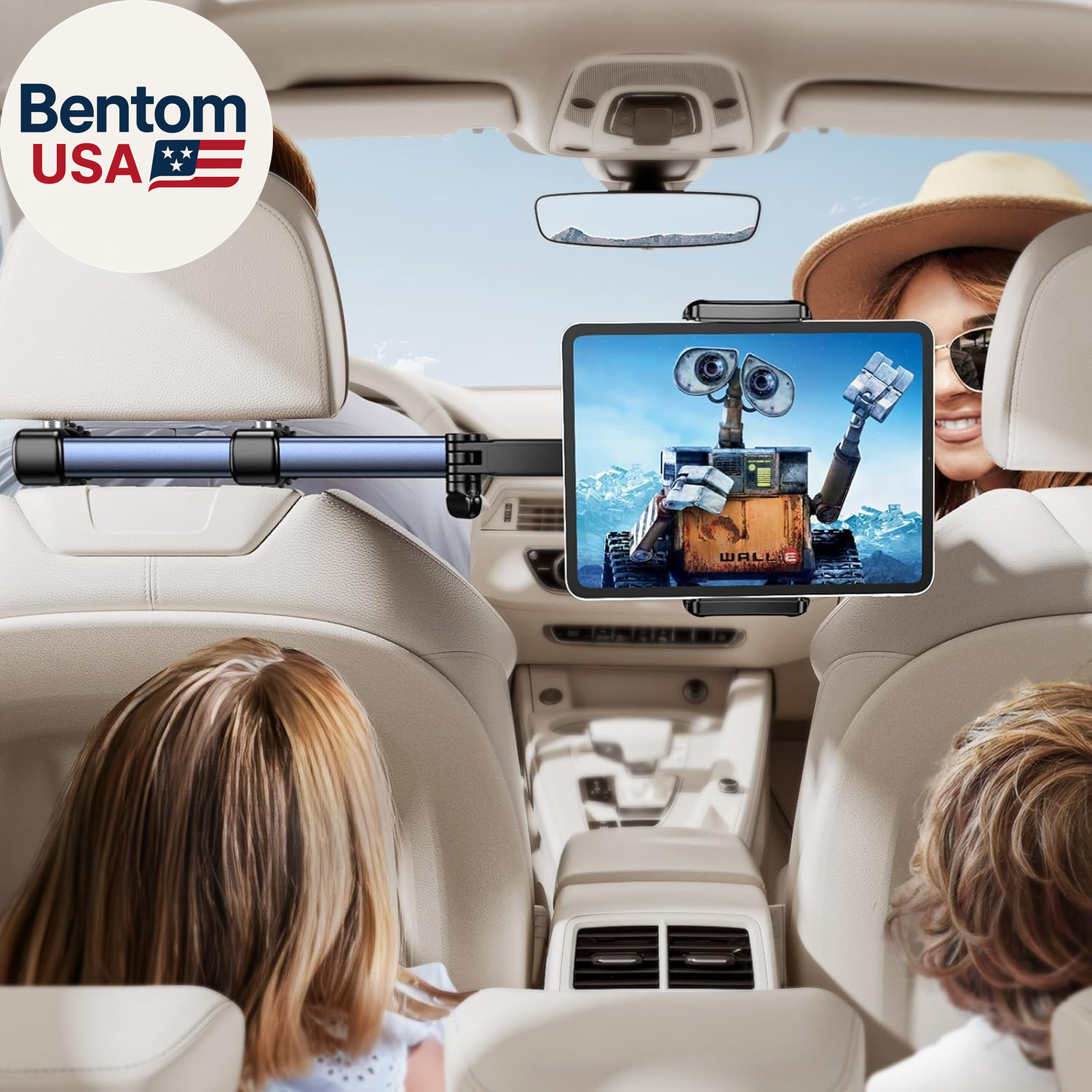 Headrest Tablet Holder for Car Accessories : [18.11-Inch Long Arm] 3-In-1 Backse