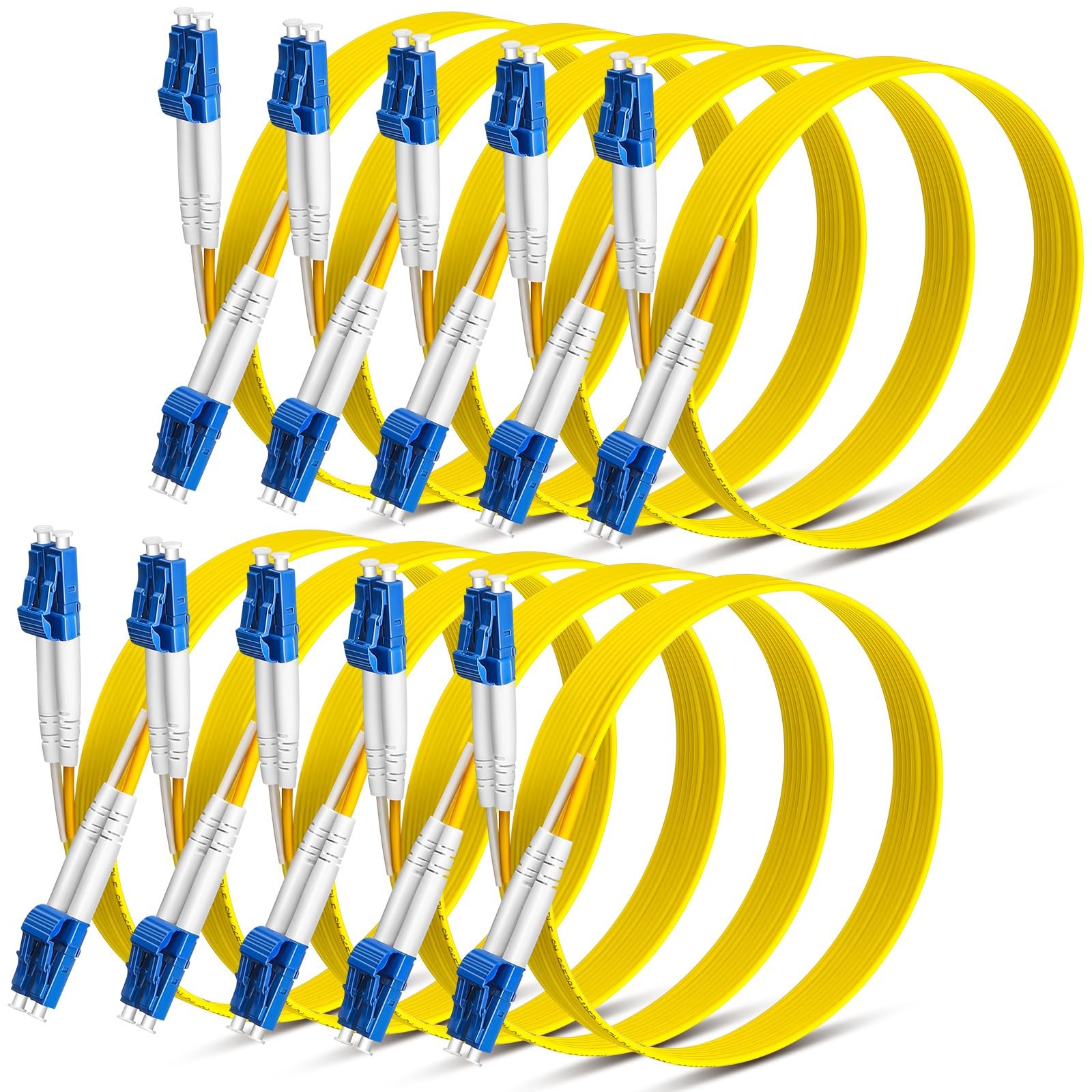 Threlaco 2m(6.56ft) 10 Pack LC to LC Single Mode OS2 Duplex LSZH Fiber Patch