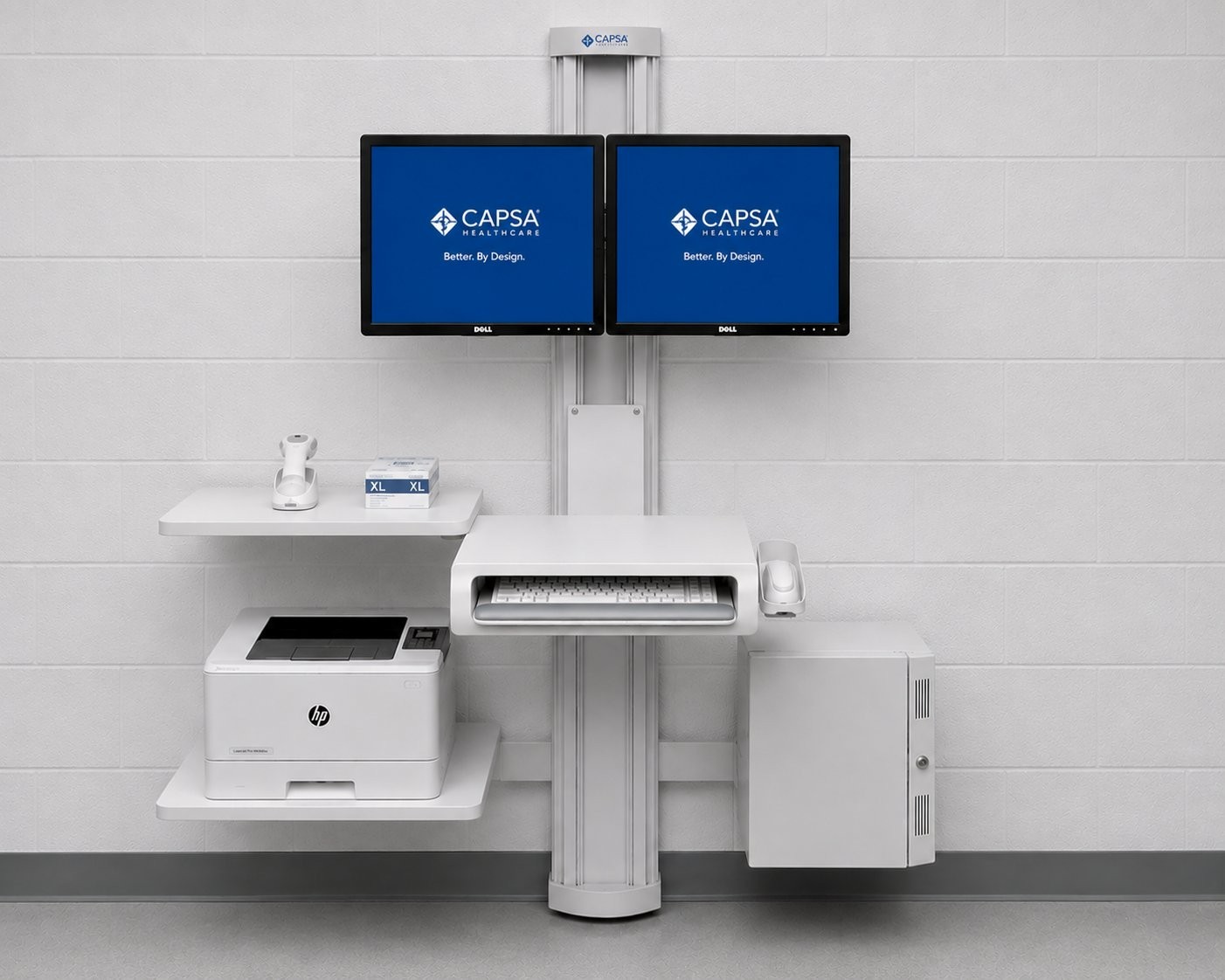 Humanscale Capsa V6 57" Wall Mount Workstation Dual Monitor CPU Holder NEW