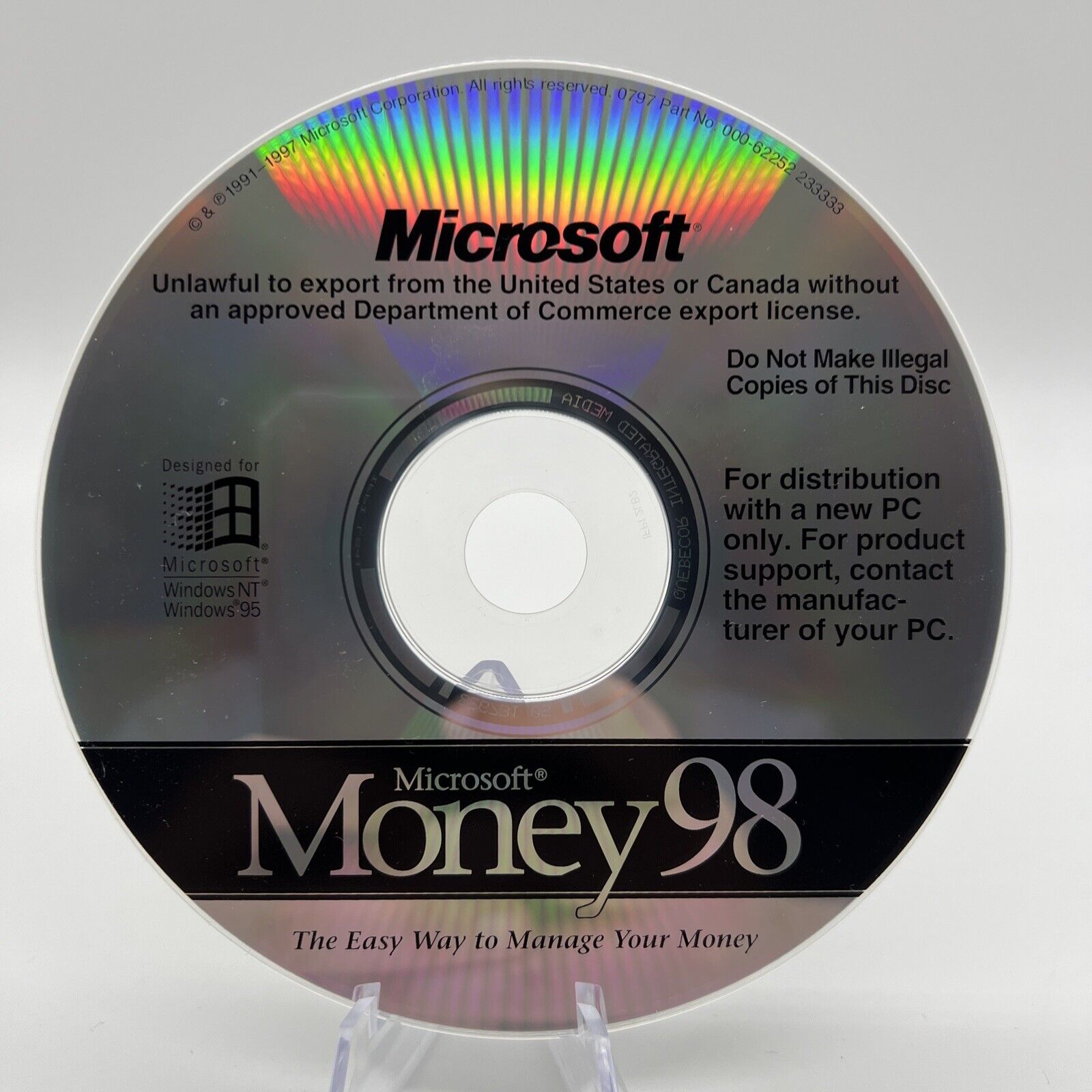 MICROSOFT MONEY 98 CD - Vintage Finance Software DISC ONLY NO PRODUCT KEY NO BOX