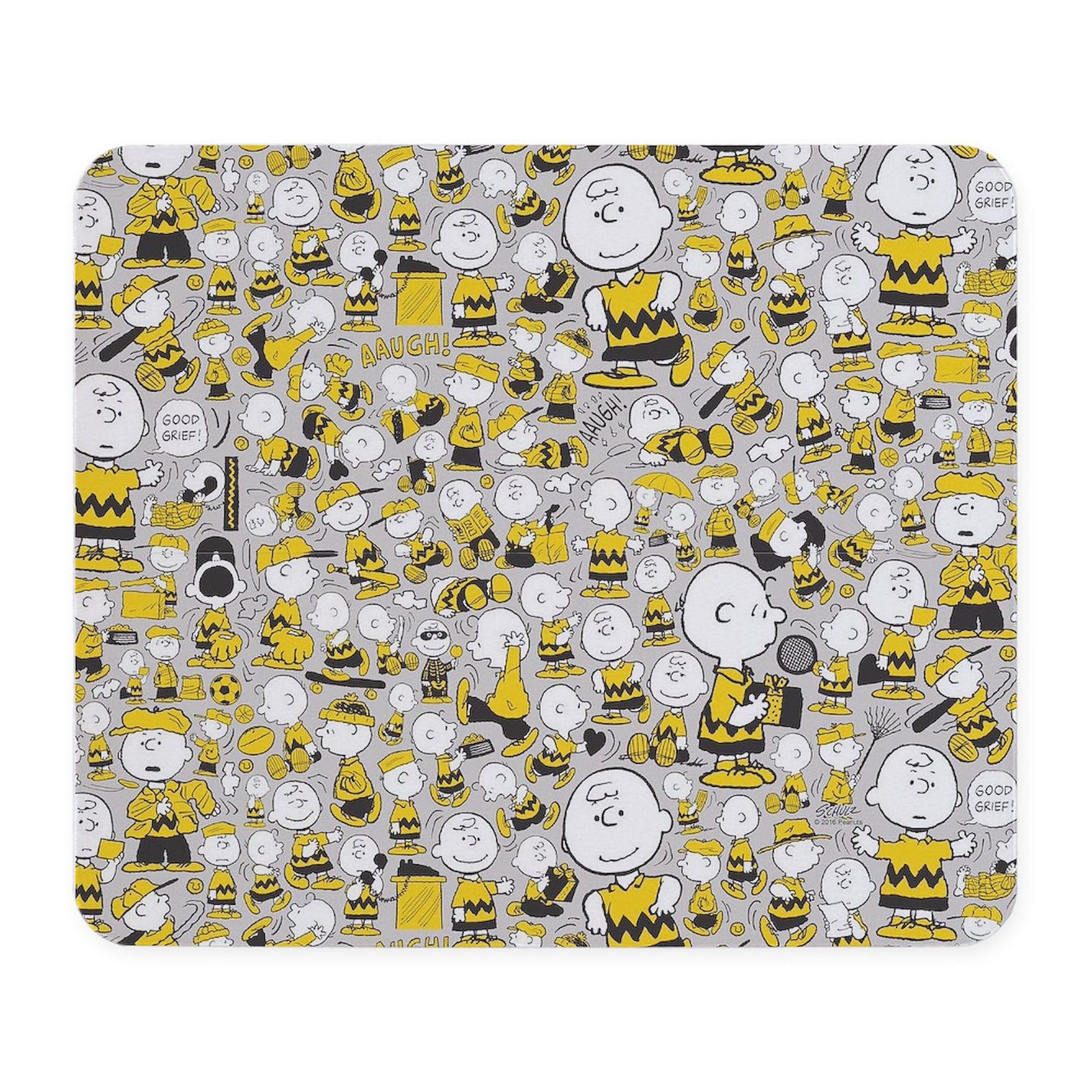 CafePress Peanuts Charlie Brown Collage Mousepad 9.25 x 7.75 inches, white 