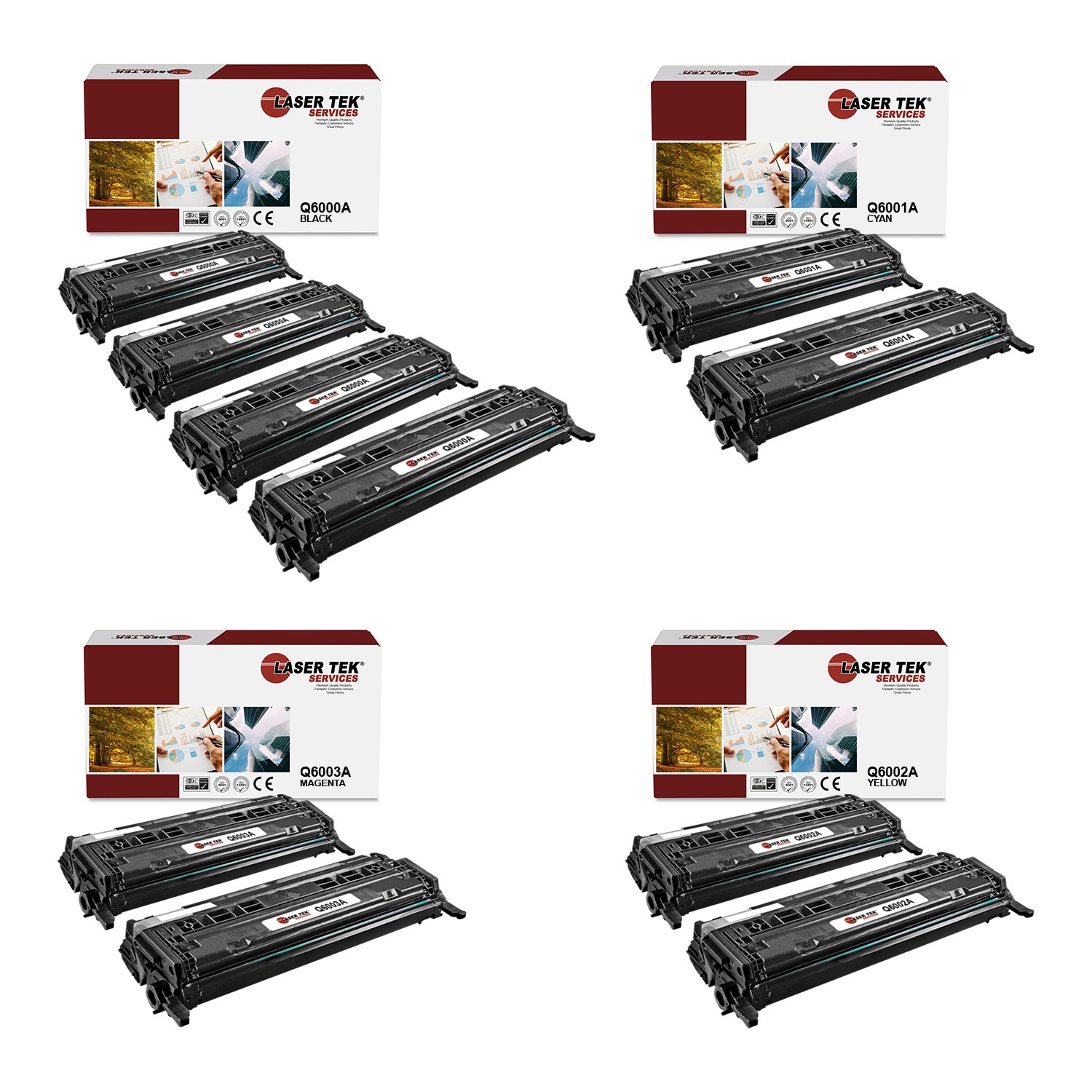 10Pk LTS 124A B C M Y Compatible for HP LaserJet 1600 2600n Toner Cartridge