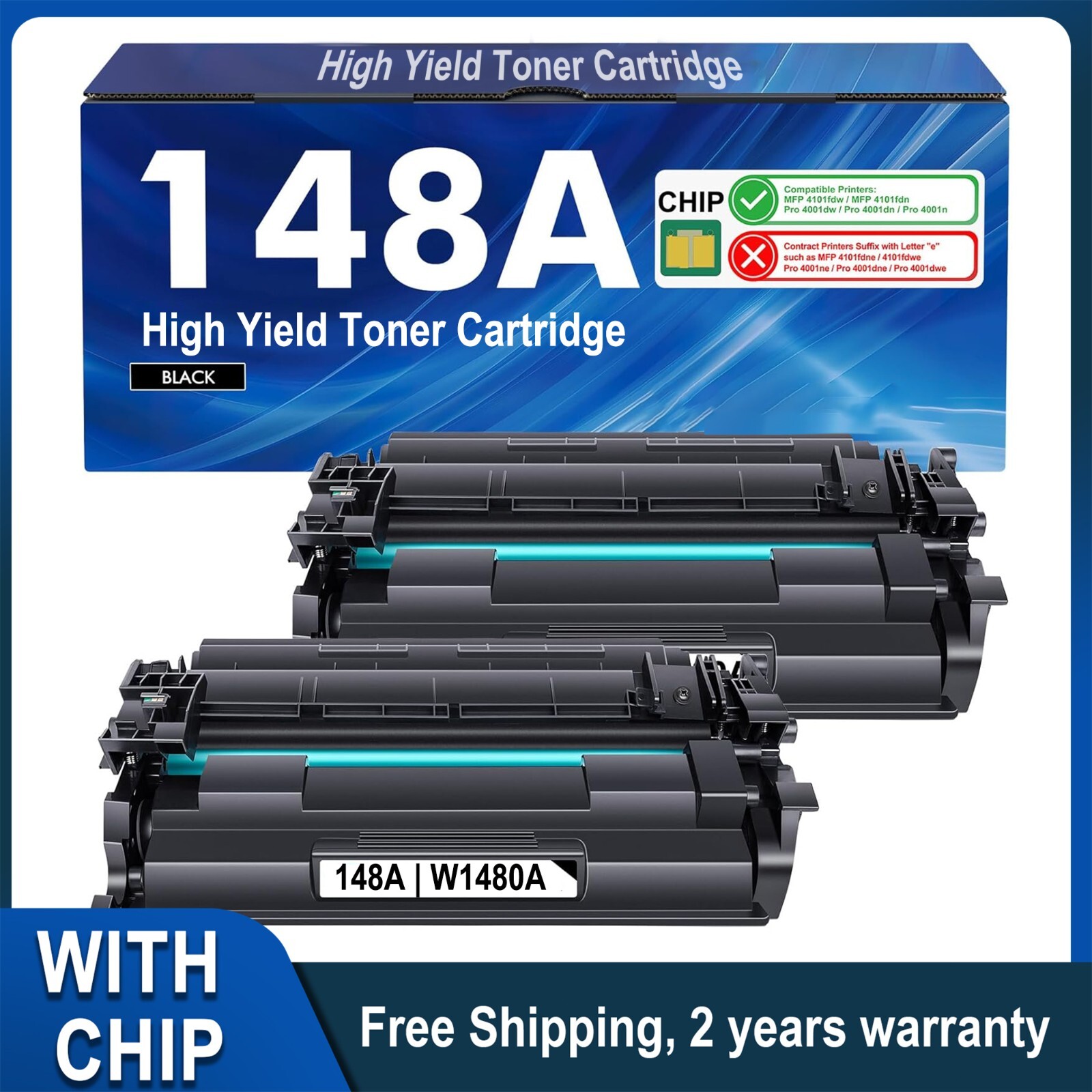 148A 2PK 2BK Standard Yield Toner for LaserJet Pro 4001dn 4001dw MFP 4101dw