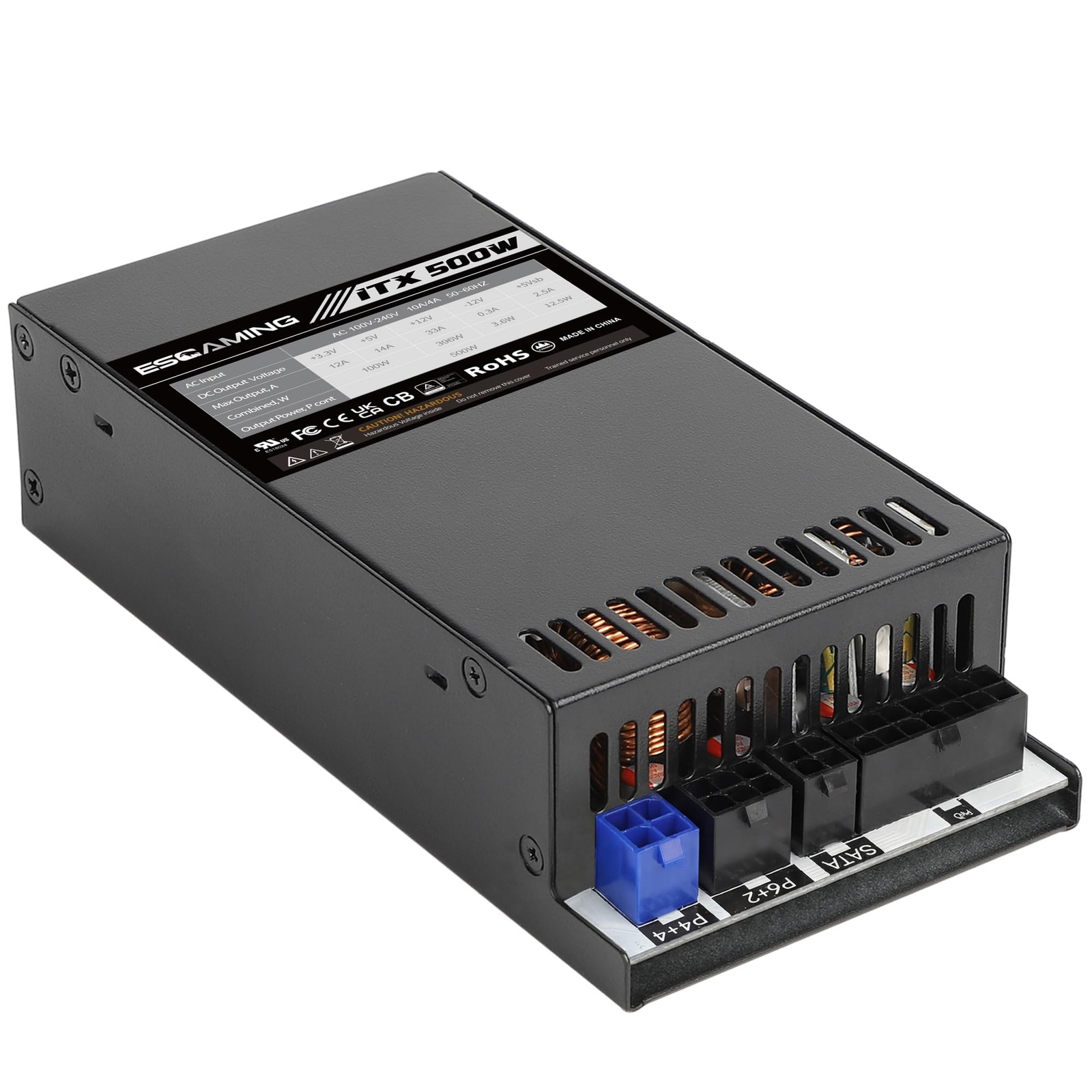 500W 1U/Flex ATX/Mini ITX Power Supply, 80+ Bronze Certified 500W, Black 