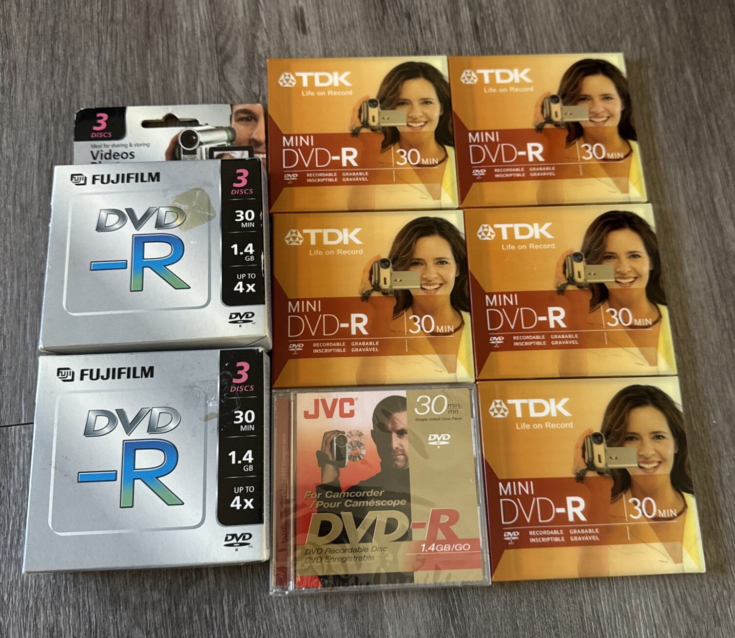 Mini DVD -R Lot Of 12 Total Sealed Look Fuji TDK JVC New Old Stock HandyCam