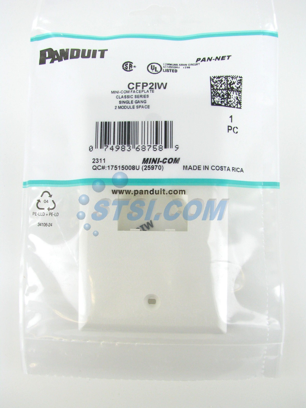 Panduit CFP2IW 2-Port Mini-Com Faceplate, Classic Series, Off-White ~STSI
