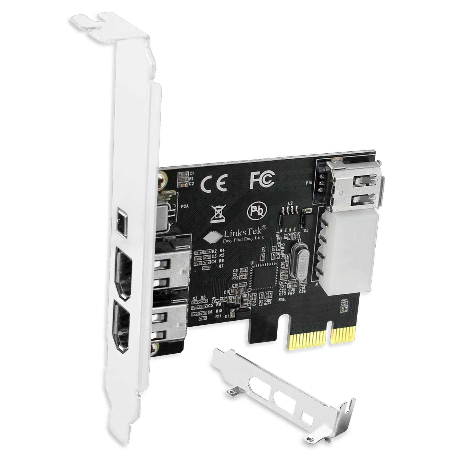 LinksTek 4-Ports 1394A PCIE FireWire 400 Expansion Card for Matte Black