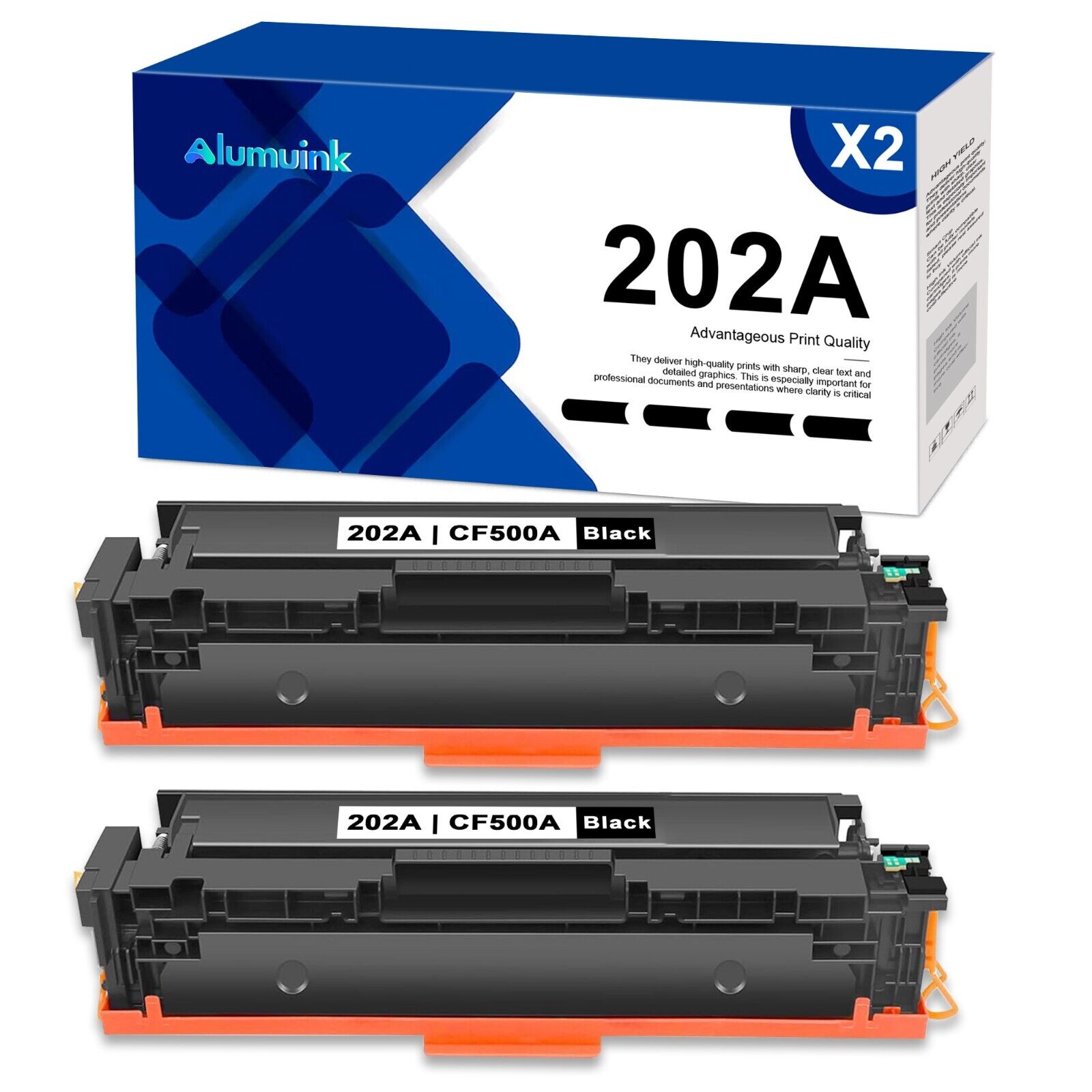2PK High Yield 202A Black Toner Replacement for HP 202A CF500A Color Pro M254dw