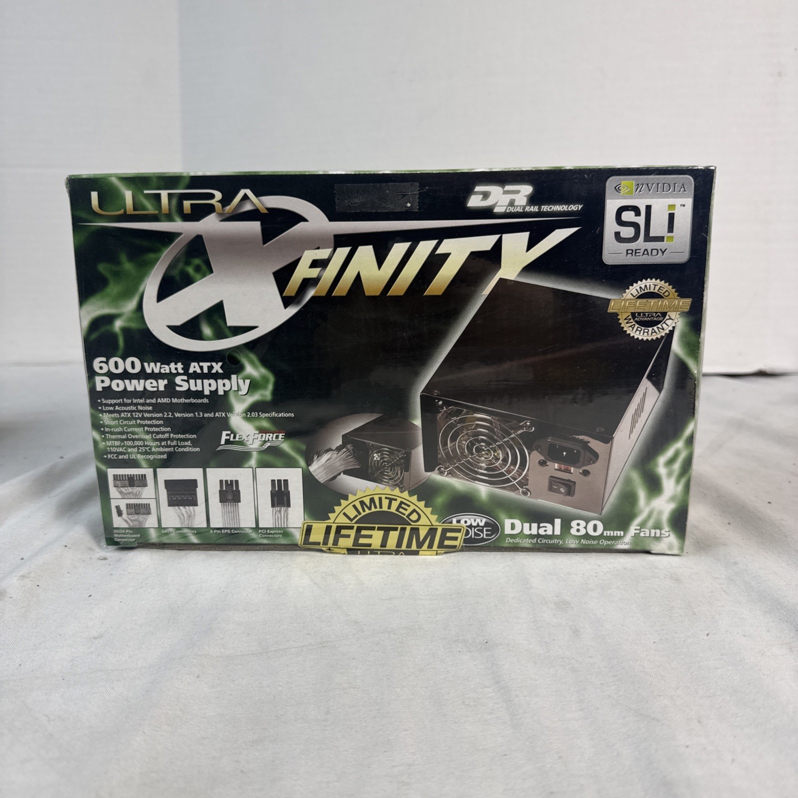 Ultra Xfinity 600 Watt ATX Power Supply Dual 80mm Fans Computer NEW IN BOX