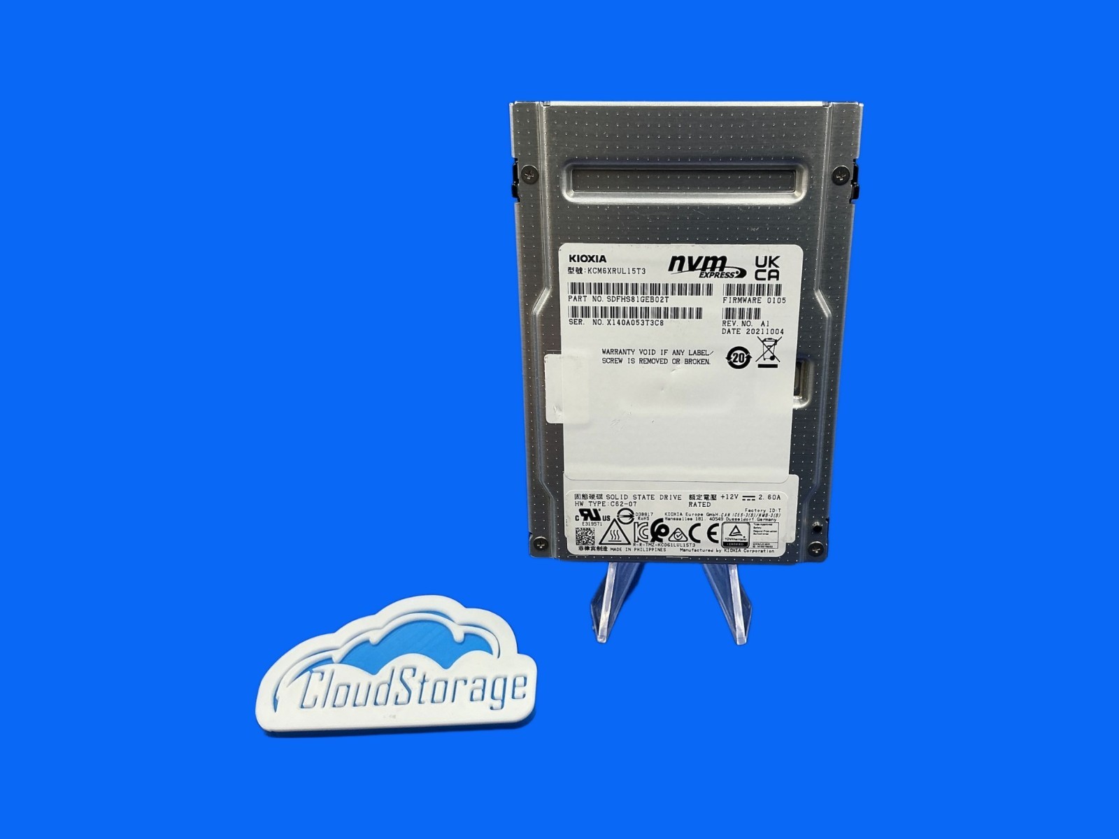 KCM6XRUL15T3 KIOXIA CM6-R 15.36TB NVMe PCIe 4.0 x4 U.3 2.5in SSD SDFHS81GEB02T