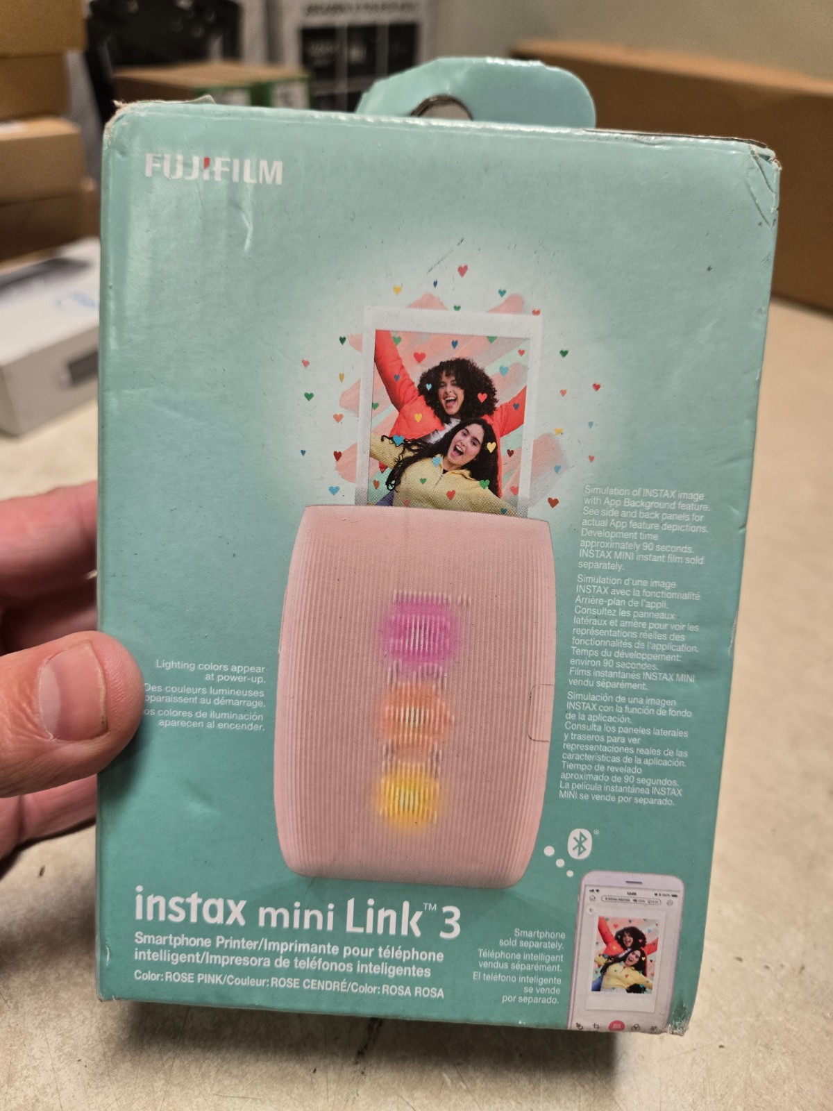 Fujifilm Instax Mini Link 3 Smartphone Printer Rose Pink Bluetooth Portable