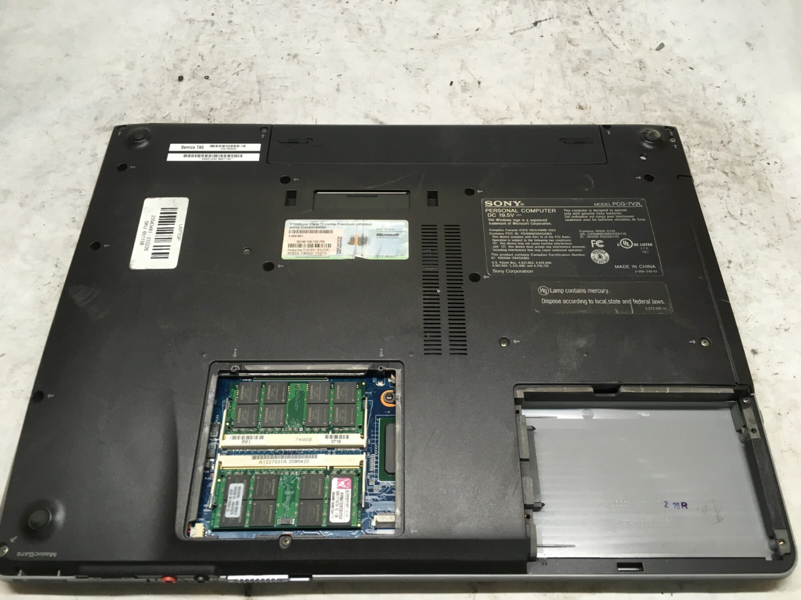 Sony VAIO PCG-7VCL 15" (AS IS) Intel Core 2 Duo @ 1.6 GHz - JZ