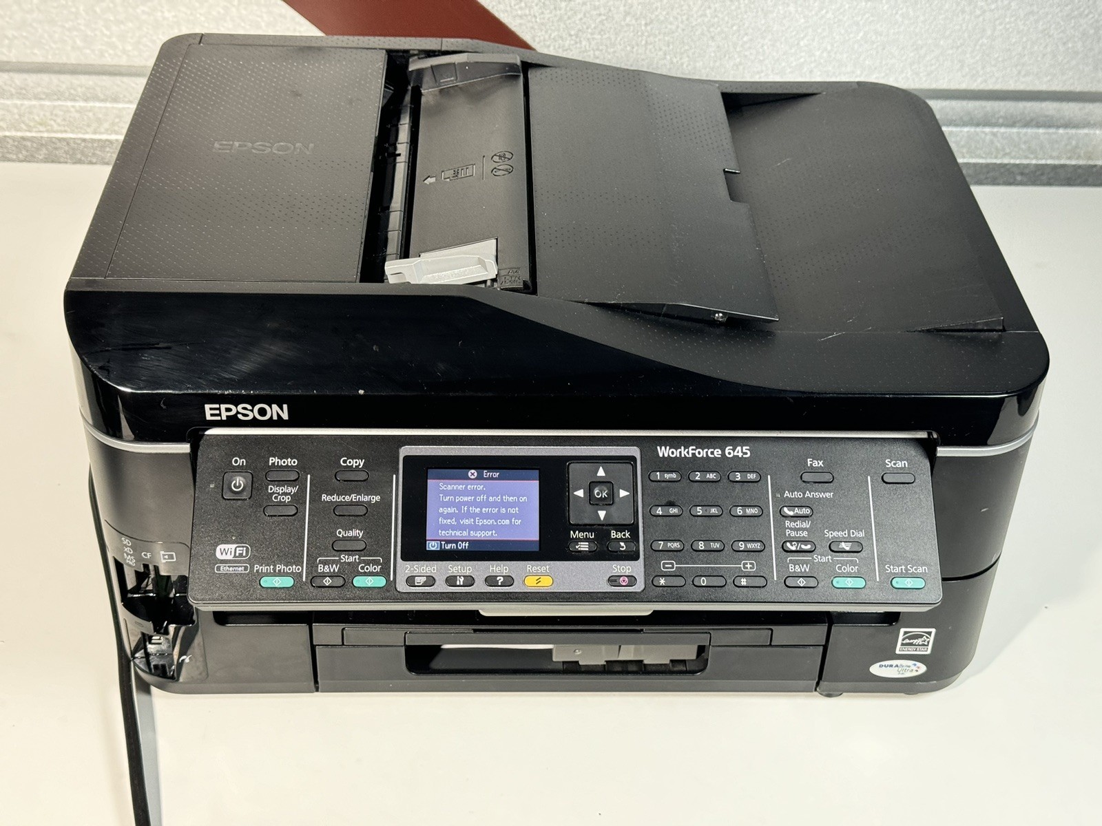 EPSON WorkForce 645 All-In-One Printer Wi-Fi Print Copy Scan Fax