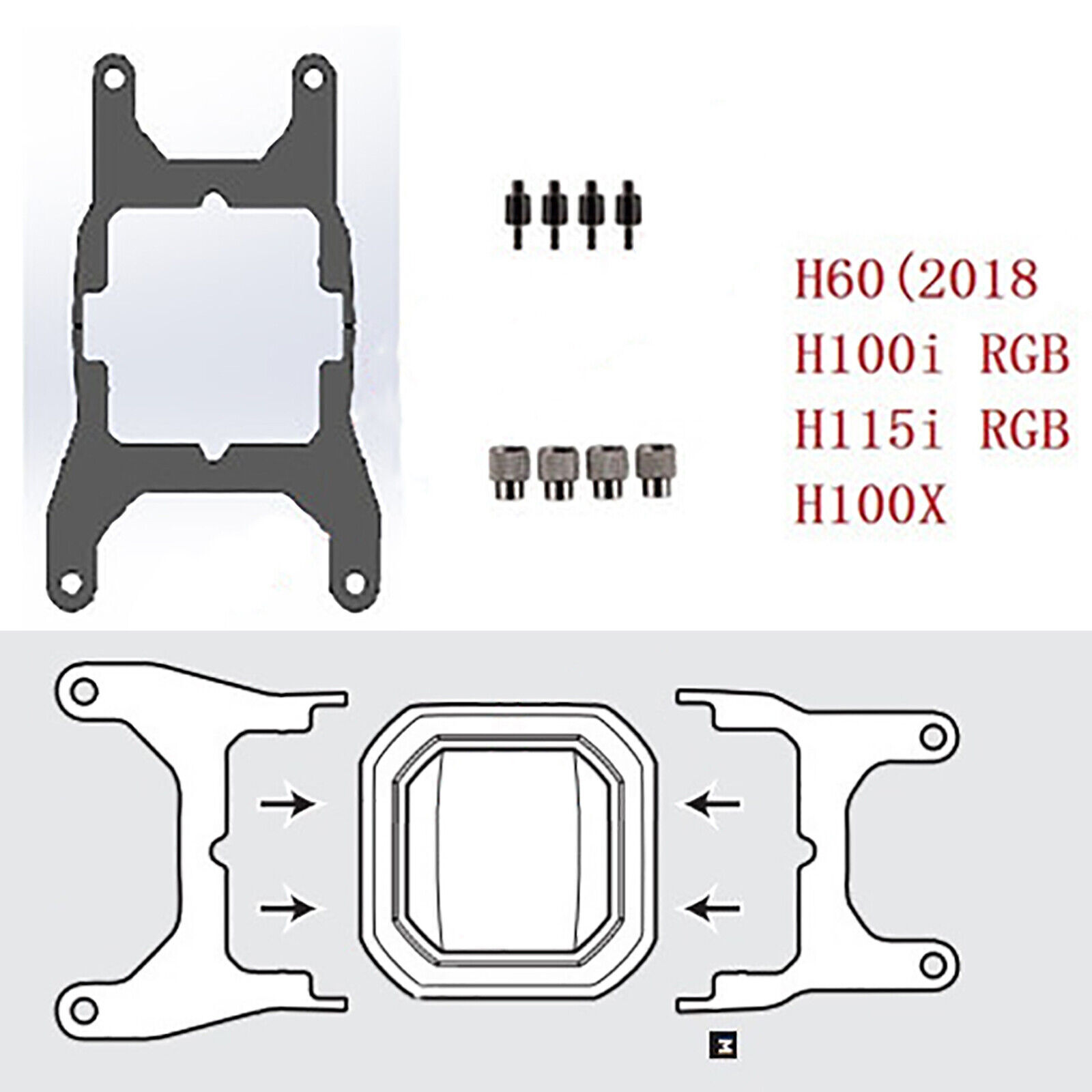 Cooler Mounting Bracket Buckles For CORSAIR H60(2018) H100i RGB H115i RGB H100X