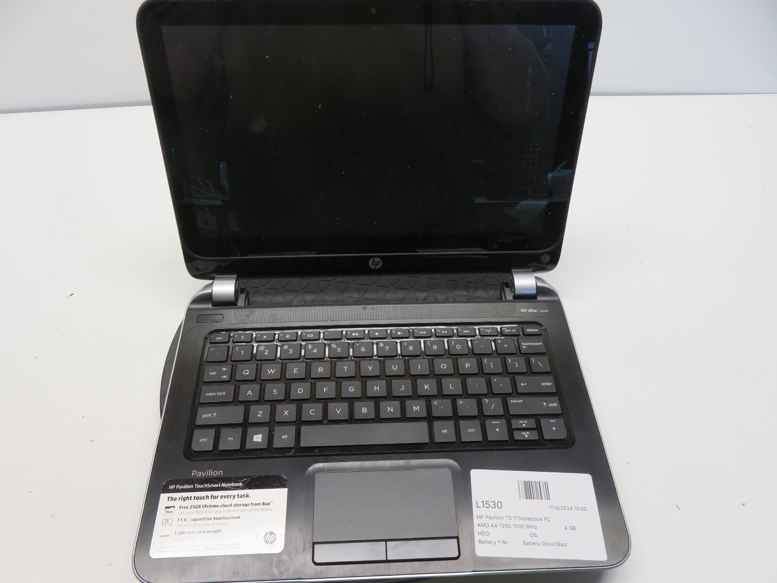 HP Pavilion TS 11 Notebook PC AMD A4-1250 1000 MHz 4 GB NO HDD No Batt