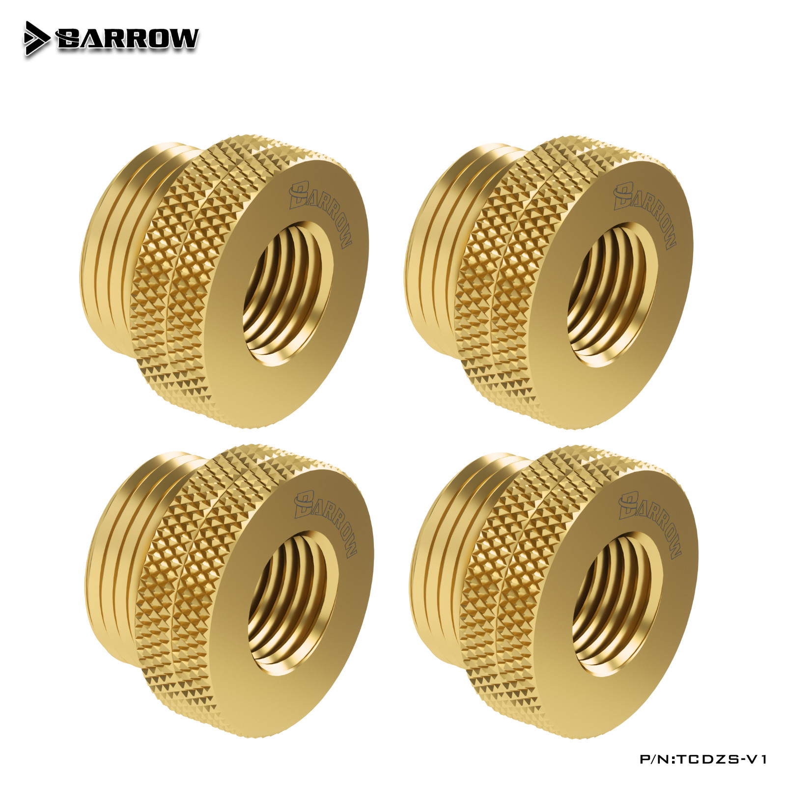 4 Pcs Barrow G1/4" Fillport Fitting Bulkhead Pass Through Fitting TCDZS-V1 Gold