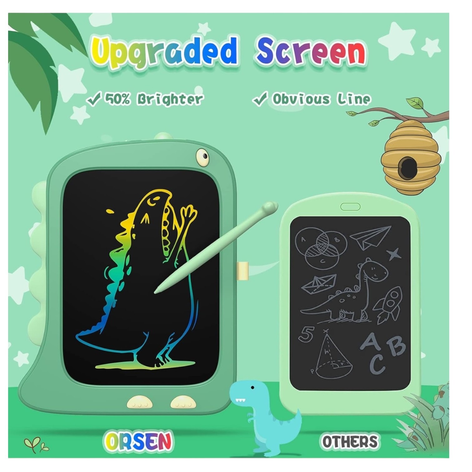 ORSEN 8.5" LCD Writing Tablet Kids Drawing Board Stylus Colors Multiple NWT