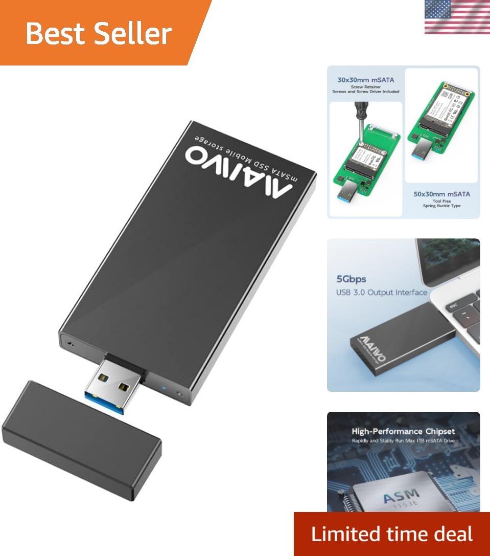 MAIWO Msata to USB 3.0 Adapter, Msata SSD Enclosure Reader, 30X30 30X50 Mini