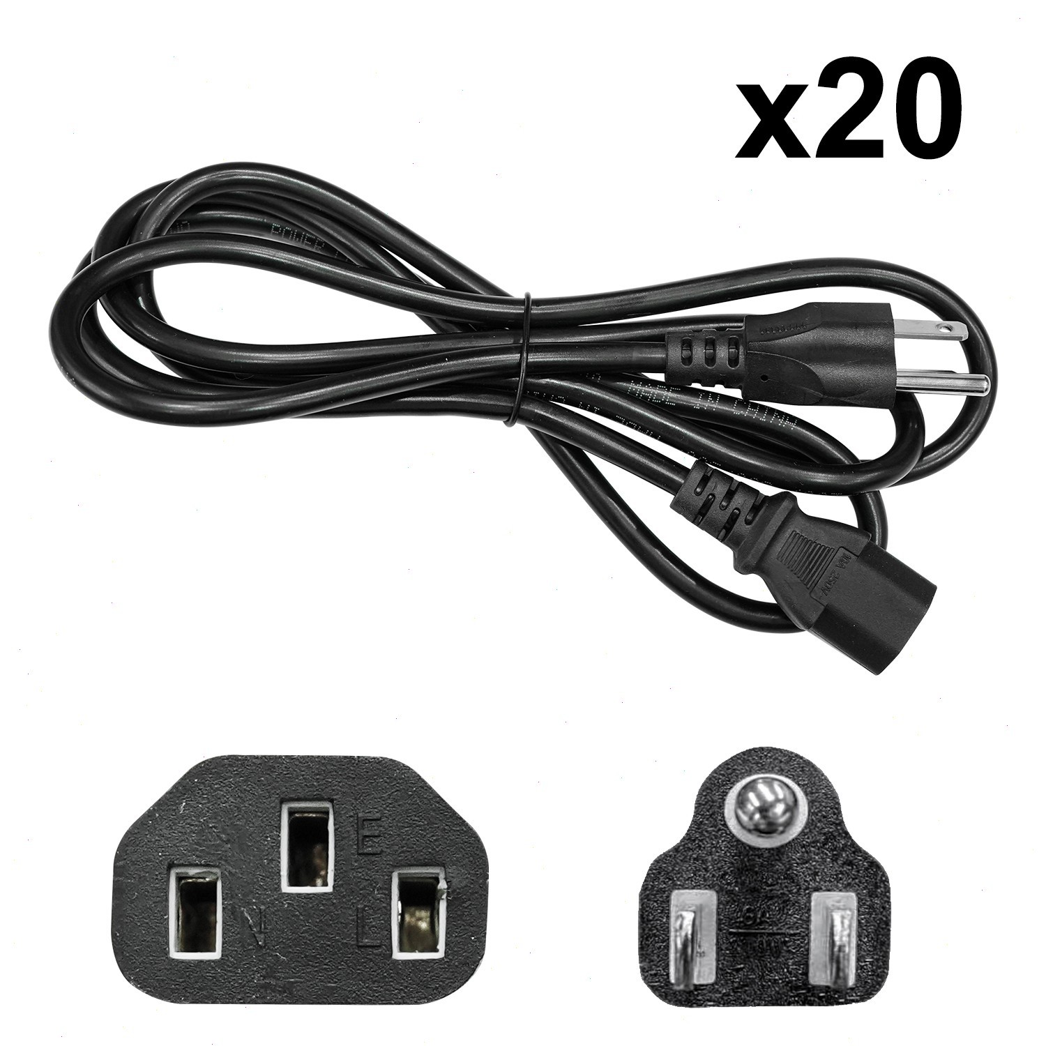 Lot 1-100 US AC Power Cord Cable Desktop Monitor Computer PC 6ft IEC320