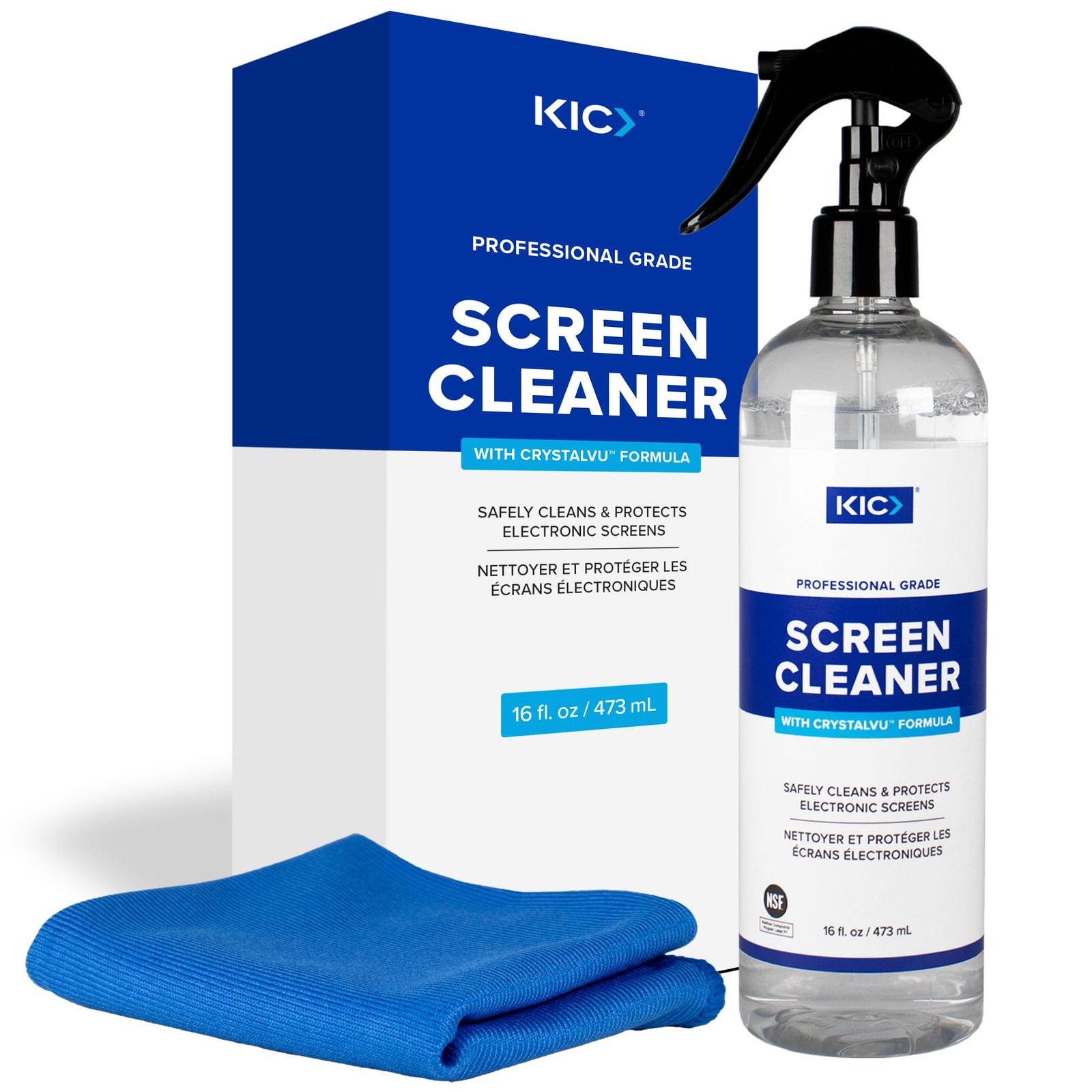 KICTeam – Screen Cleaner Spray with Large Microfiber Cloth – 16oz Screen Clea...