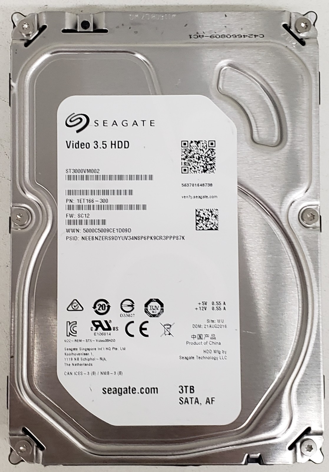 Seagate Video 3.5 ST3000VM002 3TB 3.5" SATA 6Gb/s HDD Hard Drive P/N: 1ET166-300
