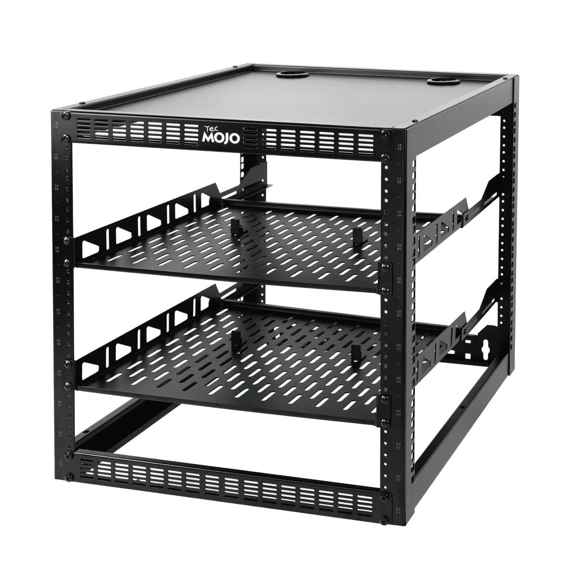 12U Open Frame Network Rack for IT & AV, Floor/Wall Mount, 2 Shelves Included