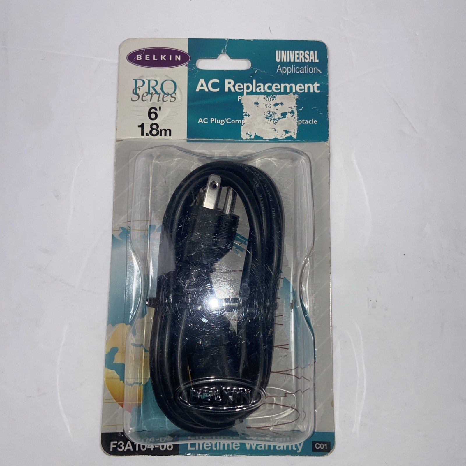 Belkin Pro Series 6’ 1.8m AC Replacement Power Cord Black
