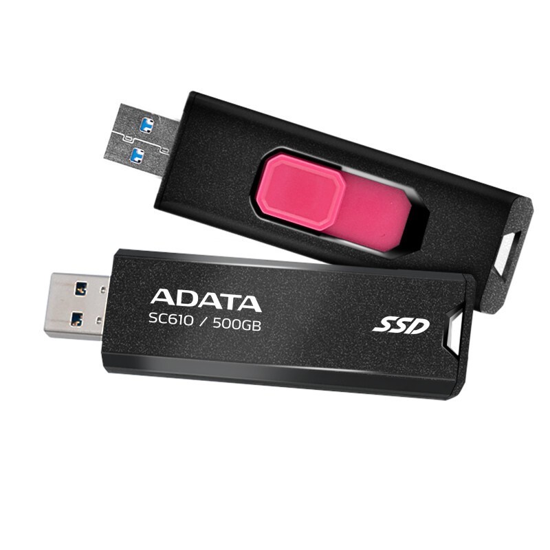 Adata SC610 500GB USB 10Gbps Type-A Black External SSD Up to 550MB/s