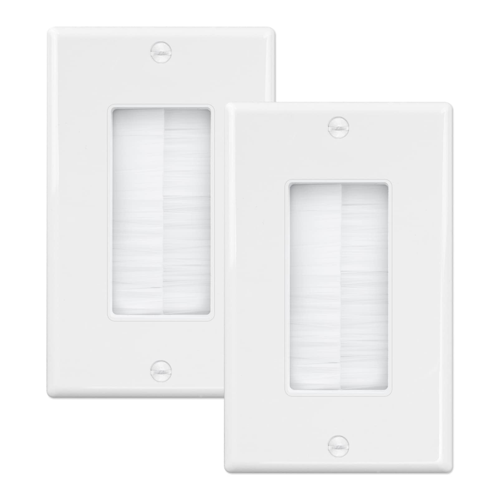 iwillink Brush Wall Plate 2 Pack, Cable Pass Through Insert for Wires, Single...