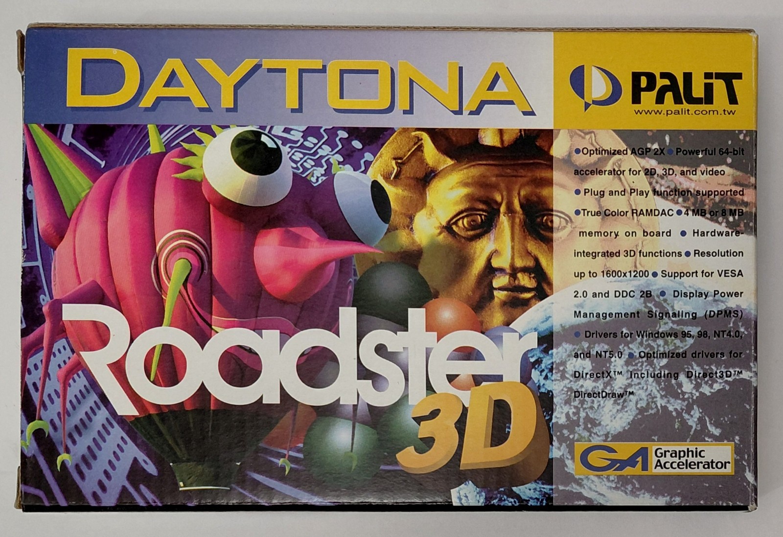Palit Daytona Roadster 3D AGP Graphics Card (S3 Trio 3D/2X, 8MB, Retro, 1999, NOS)
