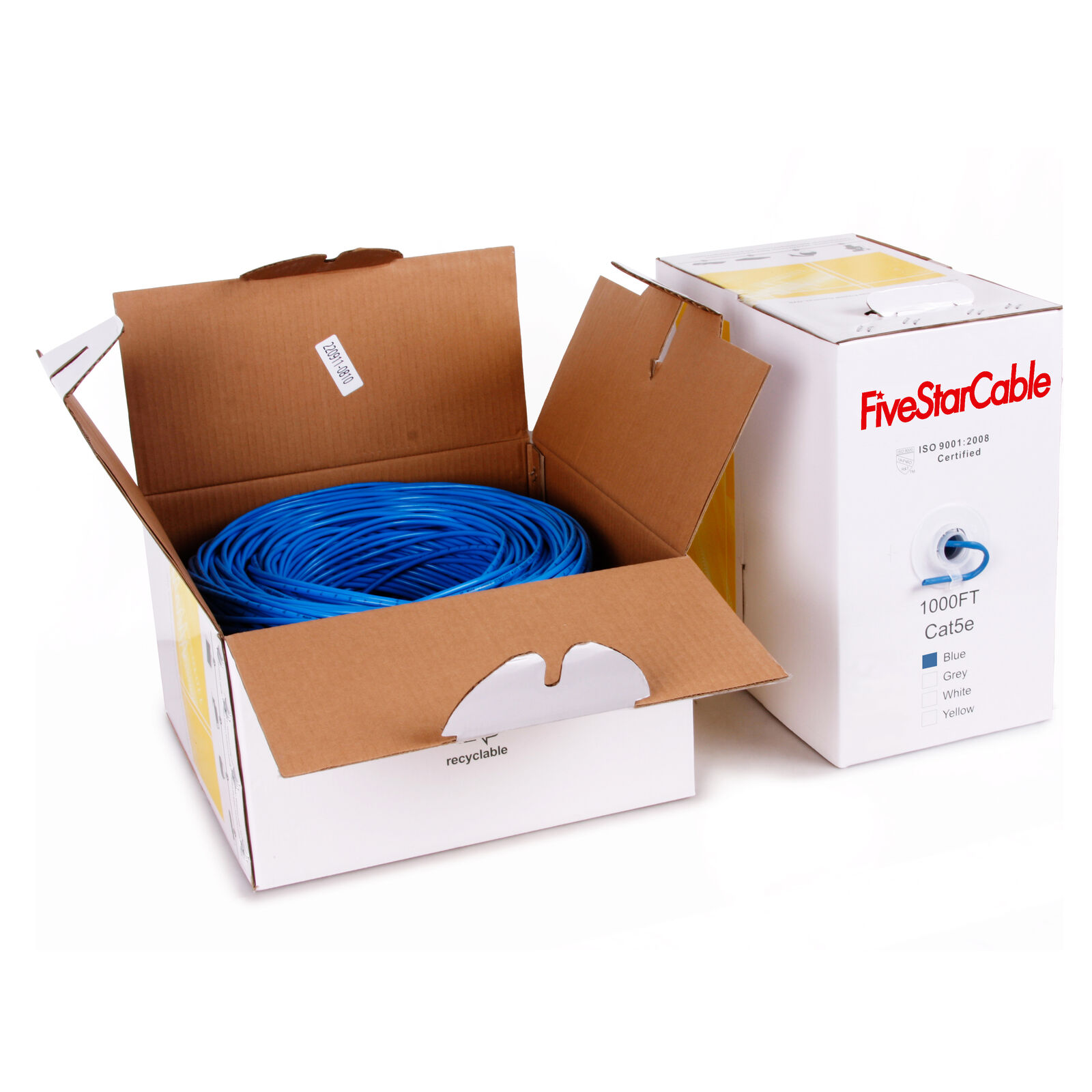 RJ45 CAT5e Ethernet Cable UTP 1000FT, Solid Wire, Bulk LAN Network, Blue