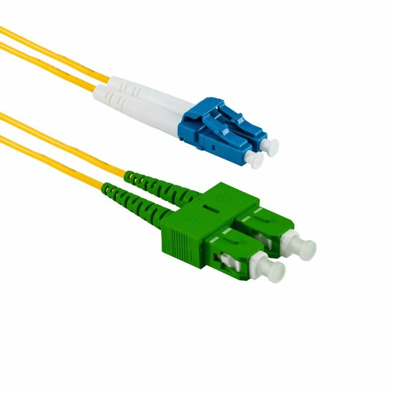 5 PACK LOT 5m LC(UPC)-SC(APC) Duplex 9/125 OS2 Singlemode Yellow OFNR 16FT