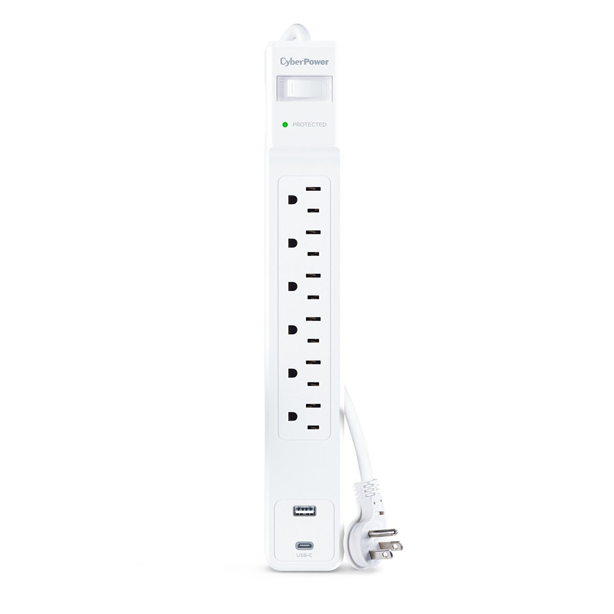 CyberPower CSP604UCW 6-Outlet Home/Office Surge Protector with USB-A and USB-C P