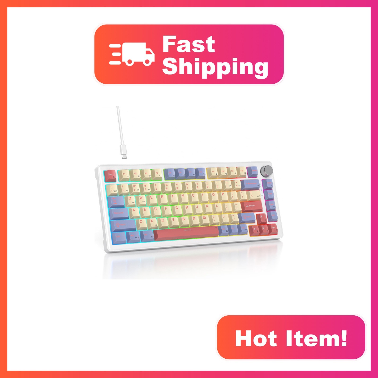 SbocKeeb 75% Keyboard Cotton Candy/White Switch