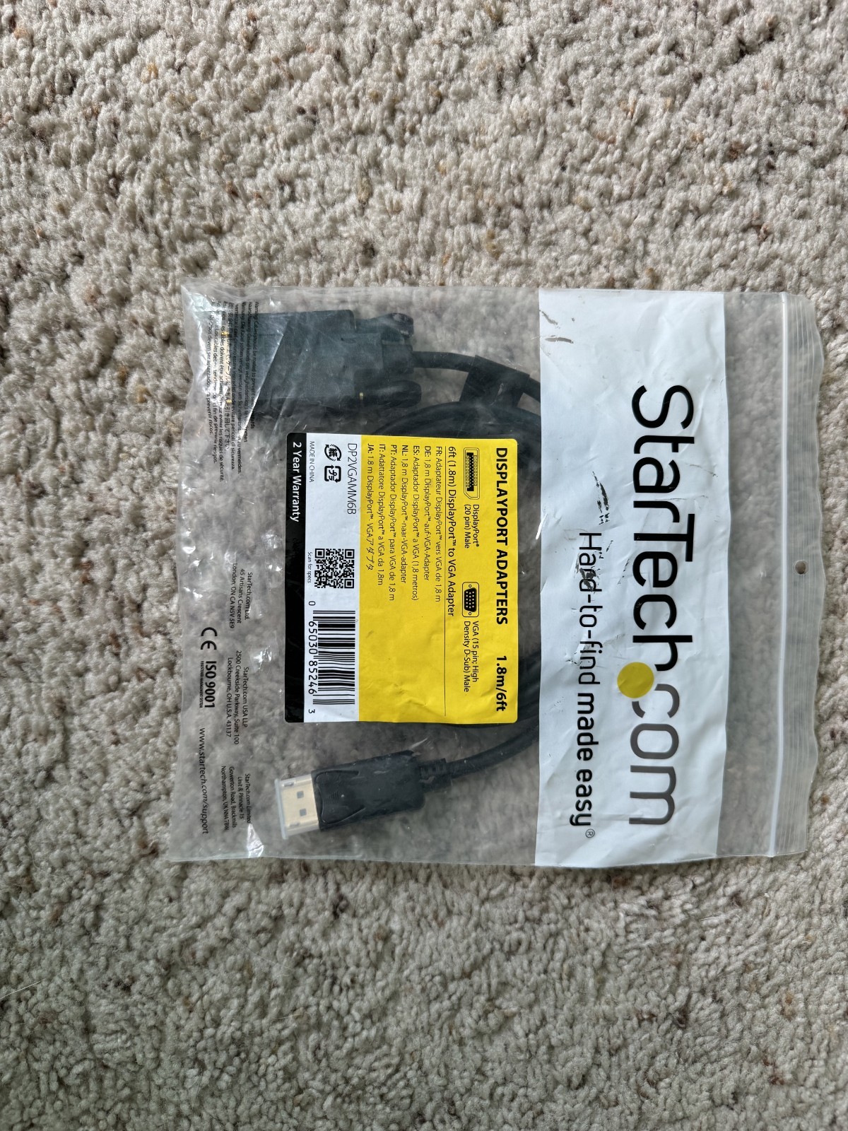 NEW StarTech.com DP2VGAMM6B DP to VGA Adapter Converter Black 6ft 1080p