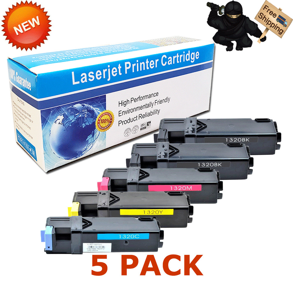 5PK Color Laser Toner Cartridge for Dell 1320c 1320 Black Cyan Magenta Yellow